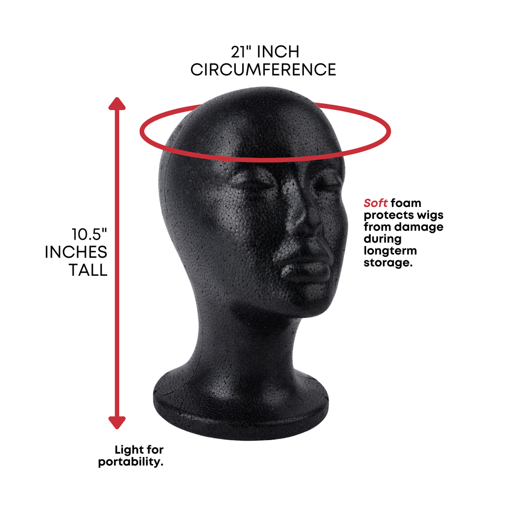 Annie Foam Wig Head Display 21 Inch, 1 Count, Black